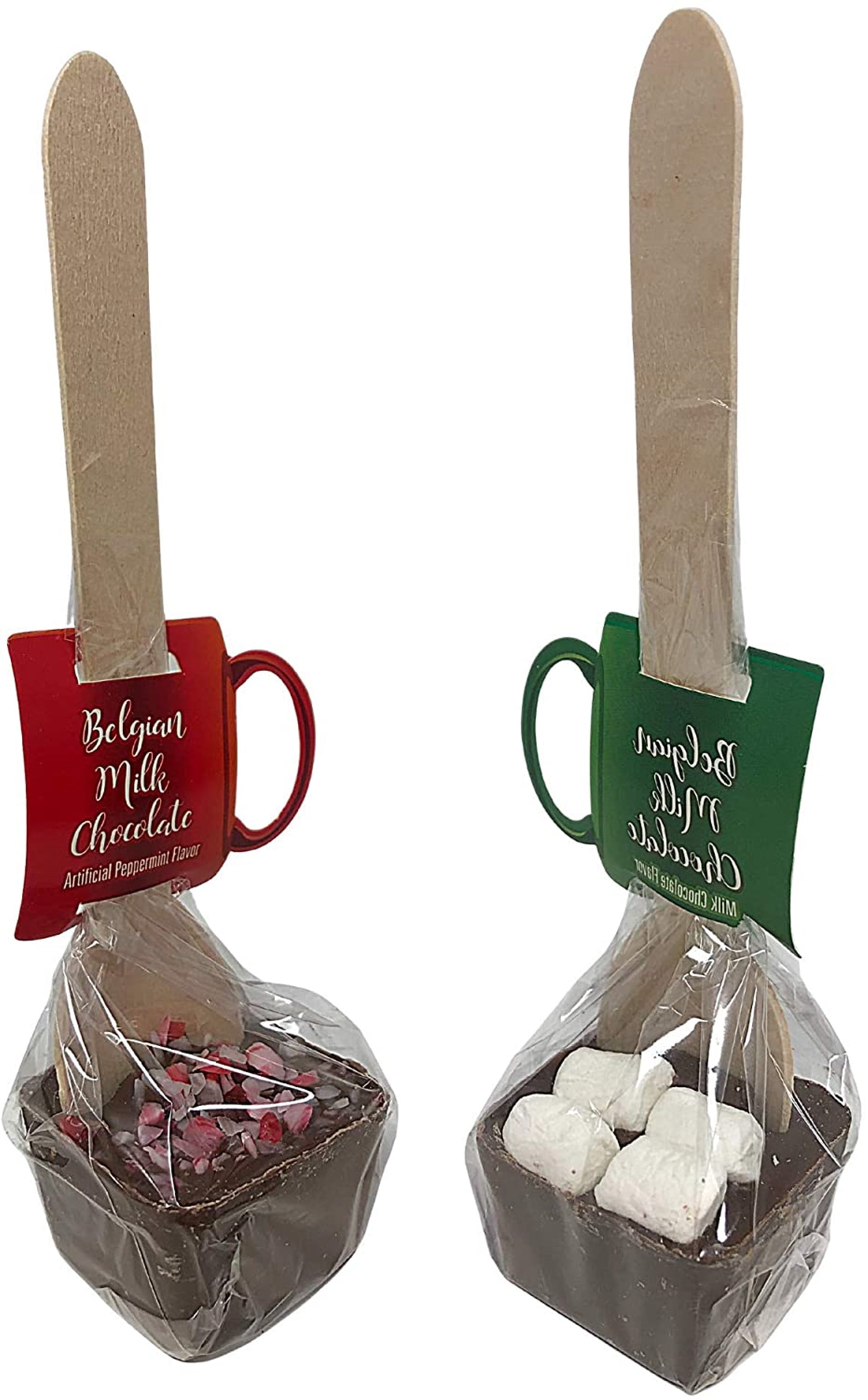 Hot Chocolate Stirrers with Marshmallow, Edible Milk and Dark Chocolate  Spoons, Individually Wrapped and Update Version Made with Belgium  Chocolate, 3