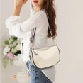 thumbnail image 3 of Bolsos bandolera de cuero para mujer Bolso con cinturón para mujer Bolso bandolera de cuero genuino para mujer Bolso de pecho para mujer negro Bolso pequeño Bolso bandolera para mujer, blanco., 3 of 3