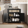 thumbnail image 2 of Modern Black Rattan Sideboard Buffet Cabinet with Drawer and Adjustable Shelves – Synthetic Rattan Accent Doors – Multi-Functional Storage for Entryway, Living Room, Dining Room, or Kitchen, 2 of 6