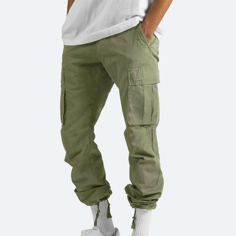 Xysaqa Men's big & tall Cargo Pants Loose Fit Lightweight Work Pant Casual  Cotton Elastic Waist Outdoor Pants with Pocket 
