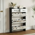 thumbnail image 3 of Kadyn Shoe Rack with 3 Doors, Shoe Organizer, White & Black Shoe Cabinet with 2 Drawers, Shoe Storage Cabinet for Living Room, Hallway, Entryway, 3 of 7