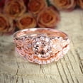 thumbnail image 3 of Limited Time Sale 1.50 carat Round Cut Morganite Diamond Halo Bridal Wedding Ring Set in Rose Gold, 3 of 3