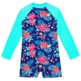 thumbnail image 4 of Swimsuit for Girls Kids Long Sleeve Printing Beach Swimming Onesie Swimsuits Girls' Swimwear Navy 3 Years-4 Years, 4 of 6