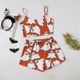thumbnail image 2 of Pjs Sets for Women Comfortable Halloween Skeleton Print Lettuce Trim Top & Shorts Pajamas for Women, 2 of 3