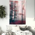 thumbnail image 3 of Forest Tapestry, Autumn Season Mystic Foggy Fall Nature and Enchanted Woods Wild Trees Print, Wall Hanging for Bedroom Living Room Dorm Decor, 40W X 60L Inches, Red Gray and Brown, by Ambesonne, 3 of 5