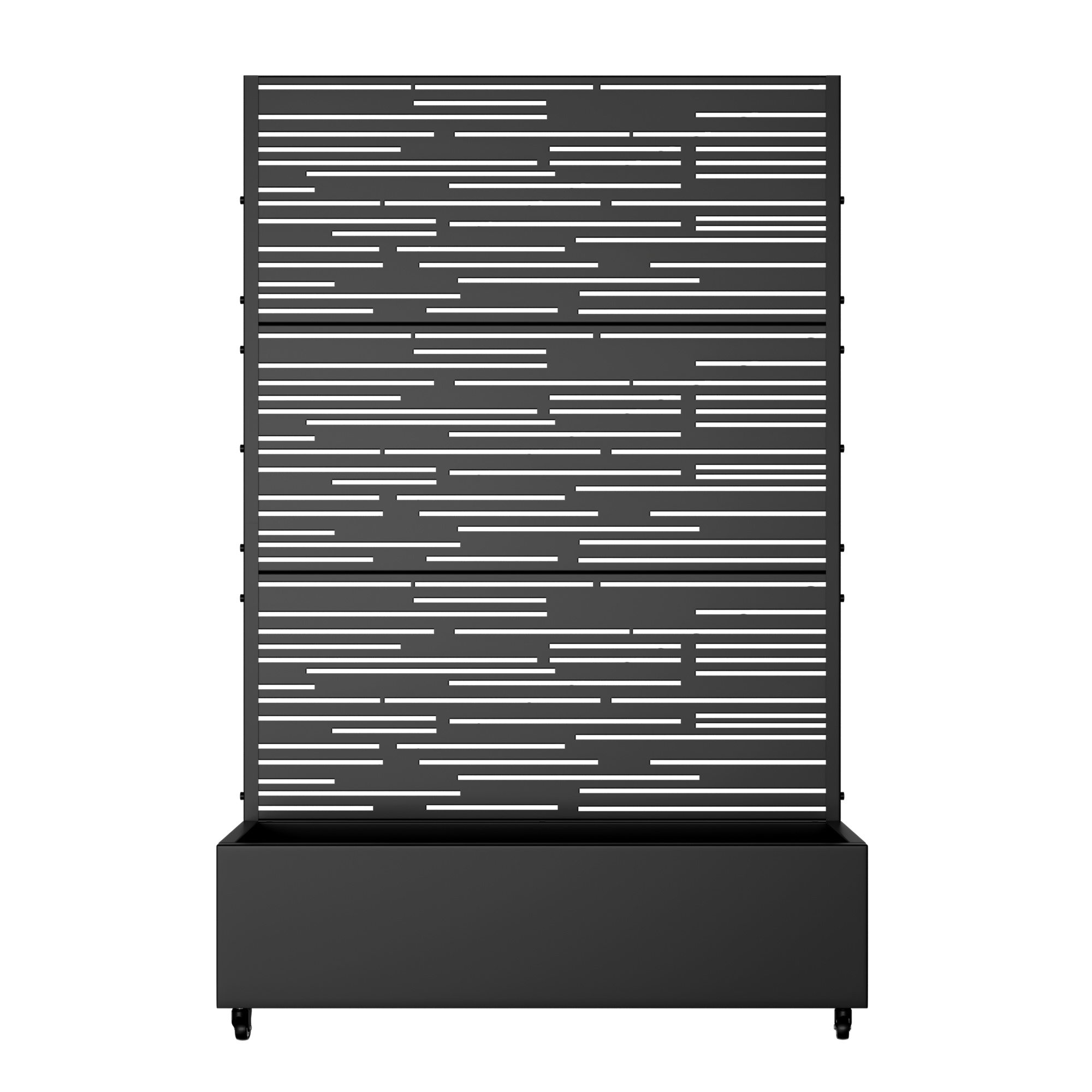 72"x47" Metal Black Rectangle Pots and Planter Raised Box with Trellis for Vine Climbing Plants