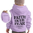 thumbnail image 4 of WRTFVZA Girls Hoodies Size 10-12, Fashion Letter Printed Faith Over Fear Christian Hoodie Sweatshirts (Toddler, Light Purple, 4-5 Years), 4 of 4