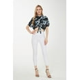 thumbnail image 4 of Women's Hawaiian Tie Front Crop Top Aloha Shirt in Midnight Bloom S, 4 of 5