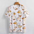 thumbnail image 3 of Fun And Playful Duck Womens Tops Women's Fashion Casual Short Sleeve Flower Print Round Neck Pullover Top Blouse, 3 of 6