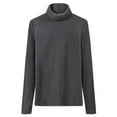 thumbnail image 4 of Wyobmus Womens Oversized Shirt Solid Fleece Long Sleeve Pullover Winter Warm Base Layer Blouse Tops A-Dark Gray, 4 of 8