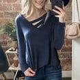 thumbnail image 3 of LYXSSBYX Women Long Sleeve Dress Fashion Womens Long Sleeve Pure-Color V Neck Shirts Casual Elegant Pullover Tops, 3 of 8