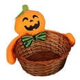 thumbnail image 2 of 2 piezas Cubo para pedir dulces de Halloween con asa Linda canasta de dulces tejida con cuerda de algodón de Halloween Bolsa Cesta de almacenamiento de calabaza, 2 of 5