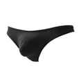 thumbnail image 2 of HVOBTTY Men's Soft Casual Ice Silk Low Waist U Pouch Stretch Lightweight Breathable Sport Thong Underpants Black, XXL, 2 of 4