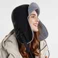 thumbnail image 5 of Audhol Bomber Hat Women's Foldable Handmade Ear Protection Warm Wool Cap Cotton Slouchy Hat Knitted Hat Windproof Cold Sweat Hat Hunting Hat Black One Size, 5 of 7