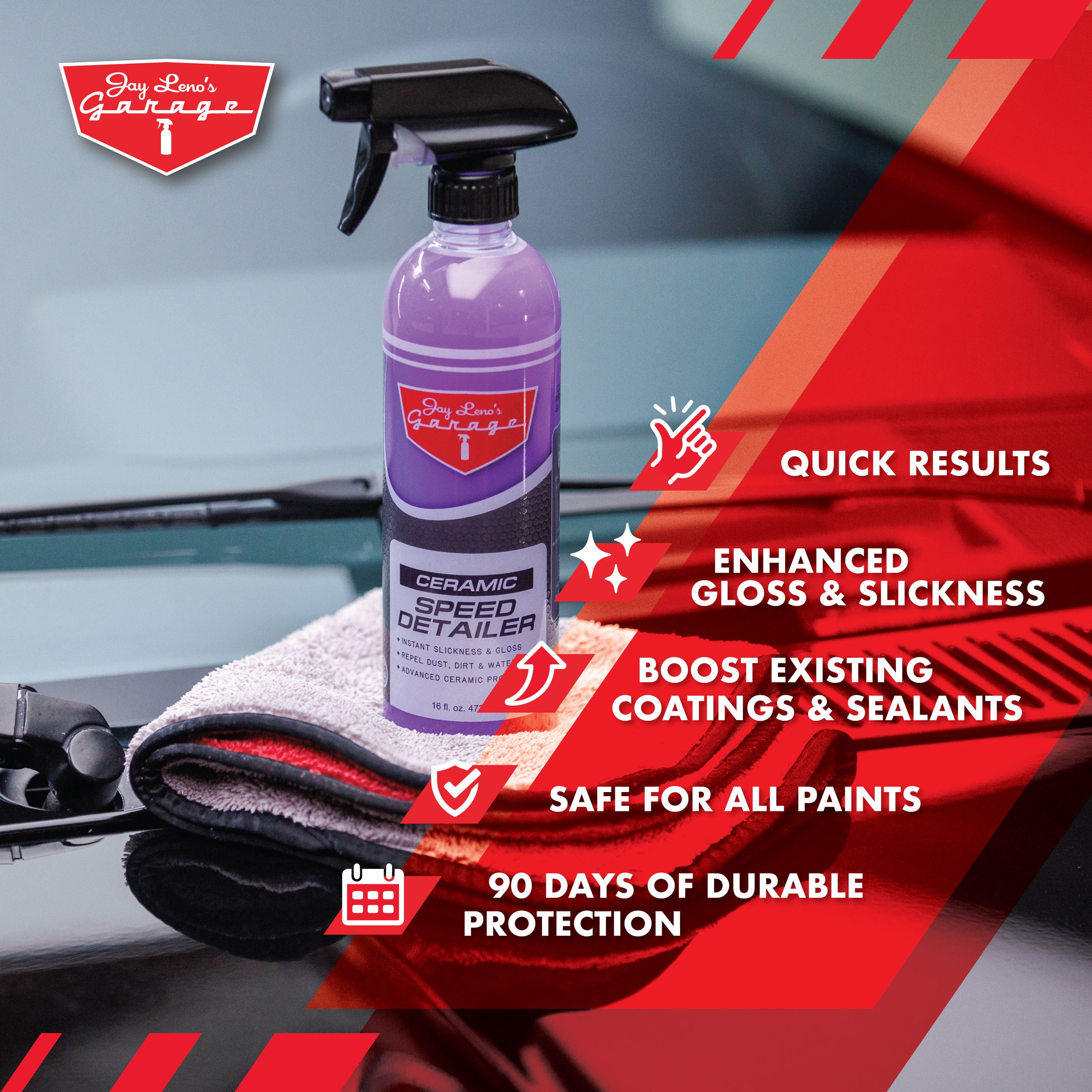(2 pack) Jay Leno's Ceramic Speed Detailer (16 oz) - Easily repels water and containments for Cars & Trucks