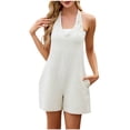 thumbnail image 1 of Trajes Sexy para las Mujeres de Verano Color Sólido Pantalones Cortos sin Mangas, Romper con Cuello en V para el Uso Diario, 1 of 8