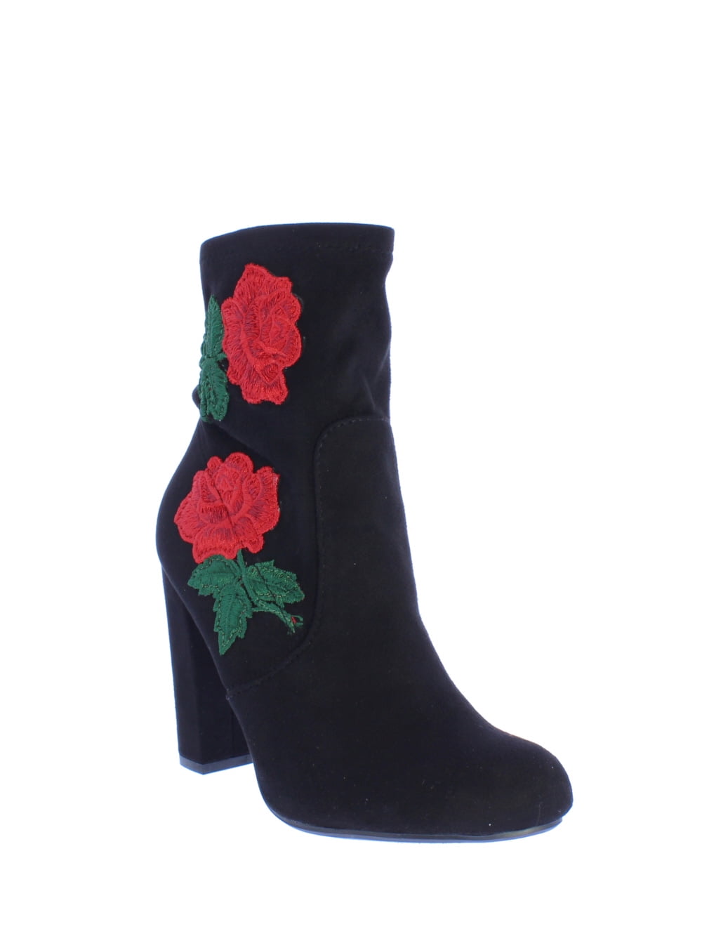 Women Floral Ankle Bootie Heel 