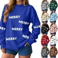 thumbnail image 2 of zaveiop Womens Merry Christmas Sweatshirt Xmas Merry Crewneck Pullover Sweater Long Sleeve Shirt Holiday Top Winter Clothes (Z4-White, XXL), 2 of 9