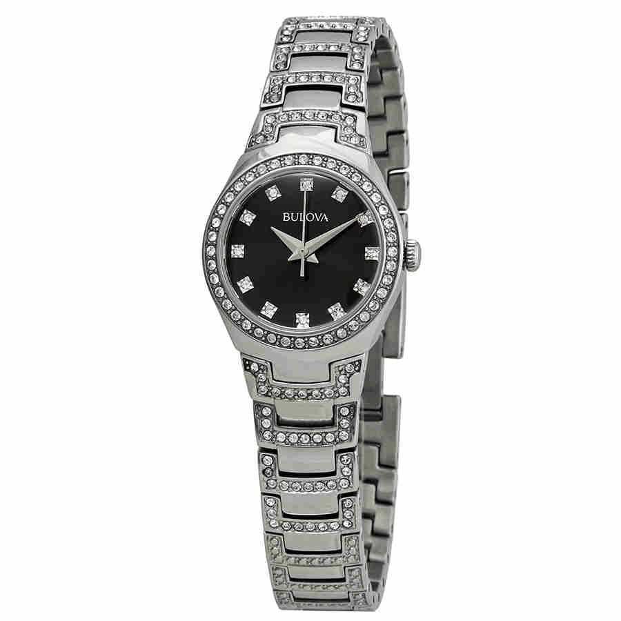 Bulova Bulova Womens Crystal Silver Stainless Steel Quartz Watch