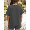thumbnail image 4 of Short Sets for Women 2 Piece Lounge Set Loose Fit Short Sleeve Tops and Shorts Summer Matching Set Dark Gray S, 4 of 8