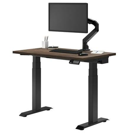 Desky Dual Mini Sit Stand Desk - Natural Walnut / 32 X 20 / Matte Black