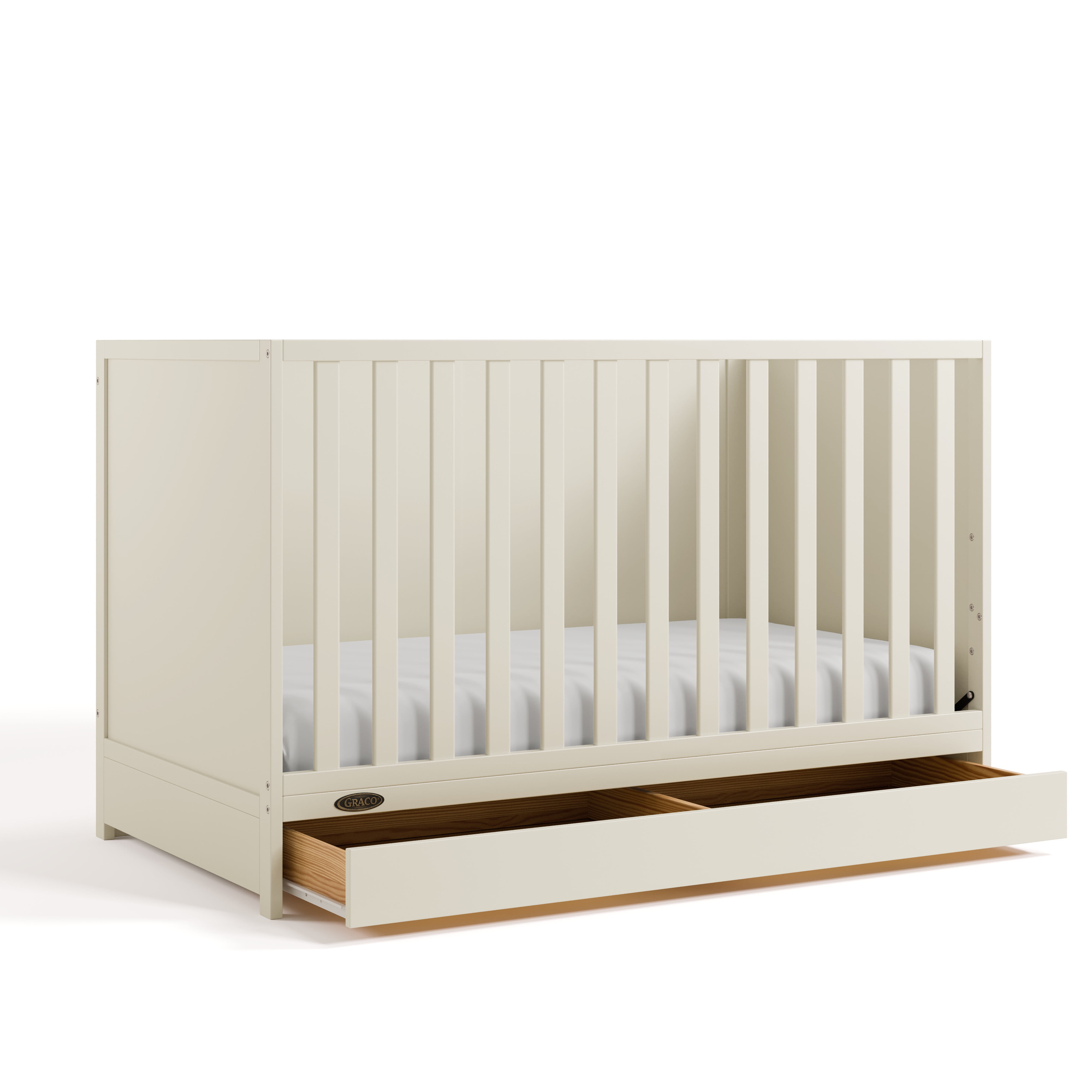 Graco Theo 3-in-1 Convertible Baby Crib with Drawer, Frosted Oat