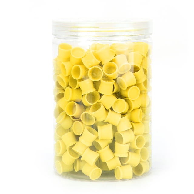 Vaso de silicona desechable para pigmento de tinta de tatuaje, 300 unidades, para cejas, labios y ojos, color amarillo