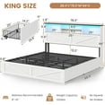 thumbnail image 4 of AOGLLATI Farmhouse Bed Frame King Size with Bookcase & Storage Drawers LED Wooden Platform Bed, No Box Spring Needed, White, 4 of 11