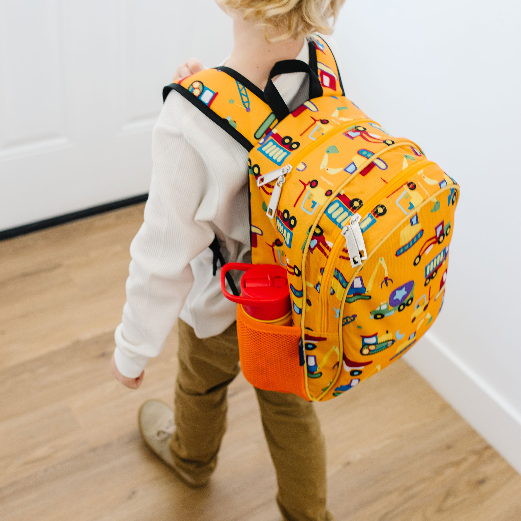 Mochila escolar y de viaje de 15 pulgadas para niños y niñas (amarillo construcción) 2