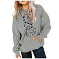 thumbnail image 4 of Oiyii Big Girls Cat Dog Paw Line Graphic Hoodie Long Sleeve Printed Casual Hooded Sweatshirt Daily Play Pullover Top,Grey, 4 of 4