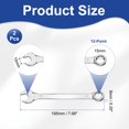 thumbnail image 2 of 2Pcs Combination Wrench 15mm Metric 12-Point Box and Open End 45# Carbon Steel, 2 of 7