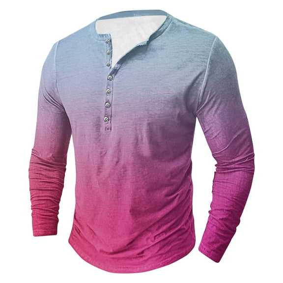 Long Sleeve T Shirts for Men Big & Tall S-5X Plus Size Tshirts Shirt Mens Casual Gradient Printed Pullover Breathable Going-Out Workout Tees Tops
