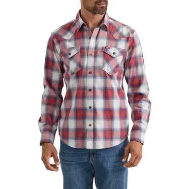 Wrangler® Men's Slim Fit Long Sleeve Woven Twill Shirt with Sunglasses Cleaner, Sizes S-5XL