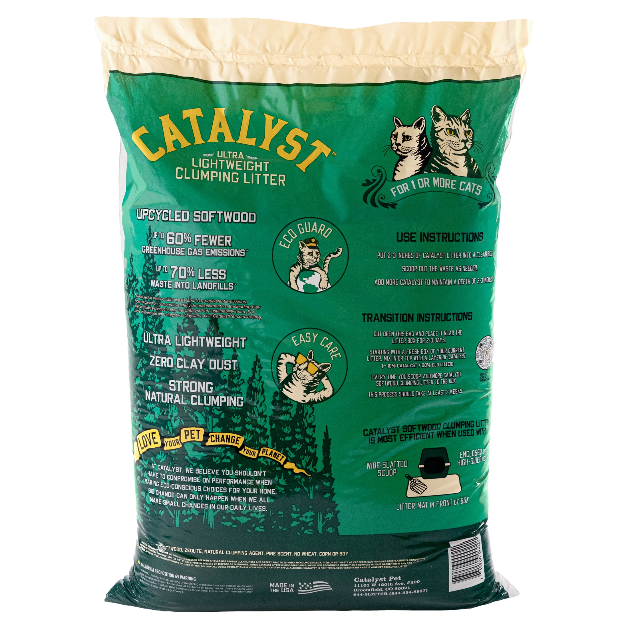 Catalyst Pet Softwood Natural Clumping Cat Litter, Original Formula, 34lb