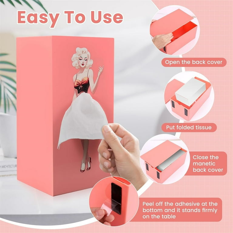 ladies dress tissue box Amazon.com: Lady Skirt Tissue Box Cover, Decorative ABS Rectangle Tissue Holder for Facial Tissues, Fun Vintage Pop Art Bathroom Decor, Cute Tissue Dispenser Gift for Vanity, Nightstand, Office Desk : Home &