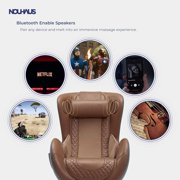 Nouhaus Heated Classic Massage Chair Full Body and Spot Massaging Recliner with Ottoman, Bluetooth Speaker, in-Chair Charger Dark Caramel