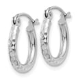 thumbnail image 2 of Boucles d'Oreilles Créoles en Or Blanc 14k, Tube Rond 2 mm, 2 of 8