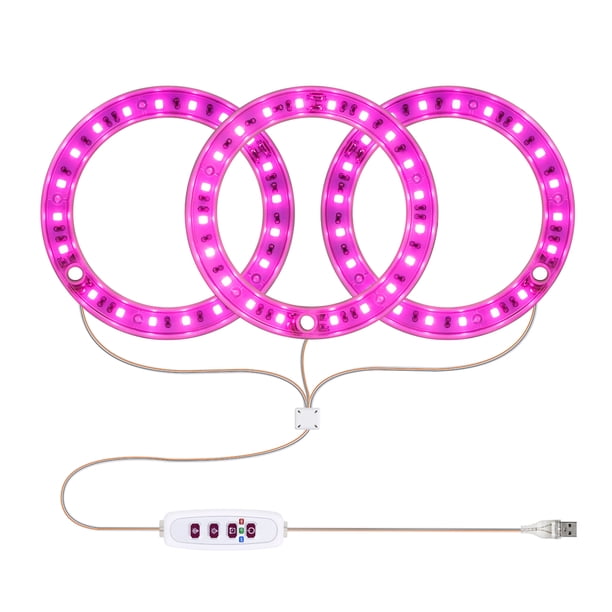 Bearachild Invernadero USB IP20 Control de línea a prueba de agua LED Grow Light Flor de interior Suculenta Temporizador Lámpara de cultivo de plantas Jardín y Patio 3 cabezas de luz rosa Bearachild HA011800-08B