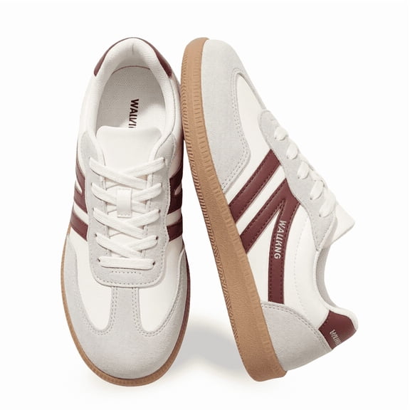 BERANMEY Women's Retro Fashion Sneakers Comfortable Casual Anti Slip Platform Low-Top Sneakers Lace Up Memory Foam Tennis Walking Skate Shoes