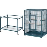 Yaheetech Rolling Parrot Cage Bird Cage for Conures Parakeets Cockatiels with Shelf, Navy Blue