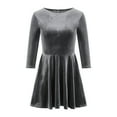 thumbnail image 4 of cfhntfmh Robes d'Automne pour Femmes en Velours Confortables à Col Rond Robe T-Shirts Ample Décontractée à Manches 3/4 Robe Courte Unie, 4 of 6