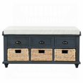 thumbnail image 2 of Acacia Wood Storage Bench Featuring 3 Drawers & Alloy Pulls with Linen Cushion, 2 of 17