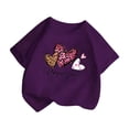thumbnail image 4 of Landzoo Kids Girls Tops Leopard Love Heart Print Short Sleeve Crew Neck Shirt Summer Comfortable Toddler Girls T-Shirt Size 13-14 Years Purple, 4 of 4
