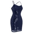 thumbnail image 5 of IDOPIP Women's Sparkly Sequins Bodycon Mini Dress Spaghetti Straps Floral Glitter Party Dress, 5 of 7