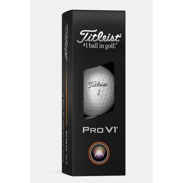 Pelotas de golf Titleist Pro V1 2025 con funda blanca, paquete de 3