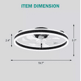thumbnail image 2 of Oaks Aura 20in. LED Indoor Black Bladeless Low Profile Ceiling Fan Flush Mount Smart App Remote Control Dimmable Lighting, 2 of 5