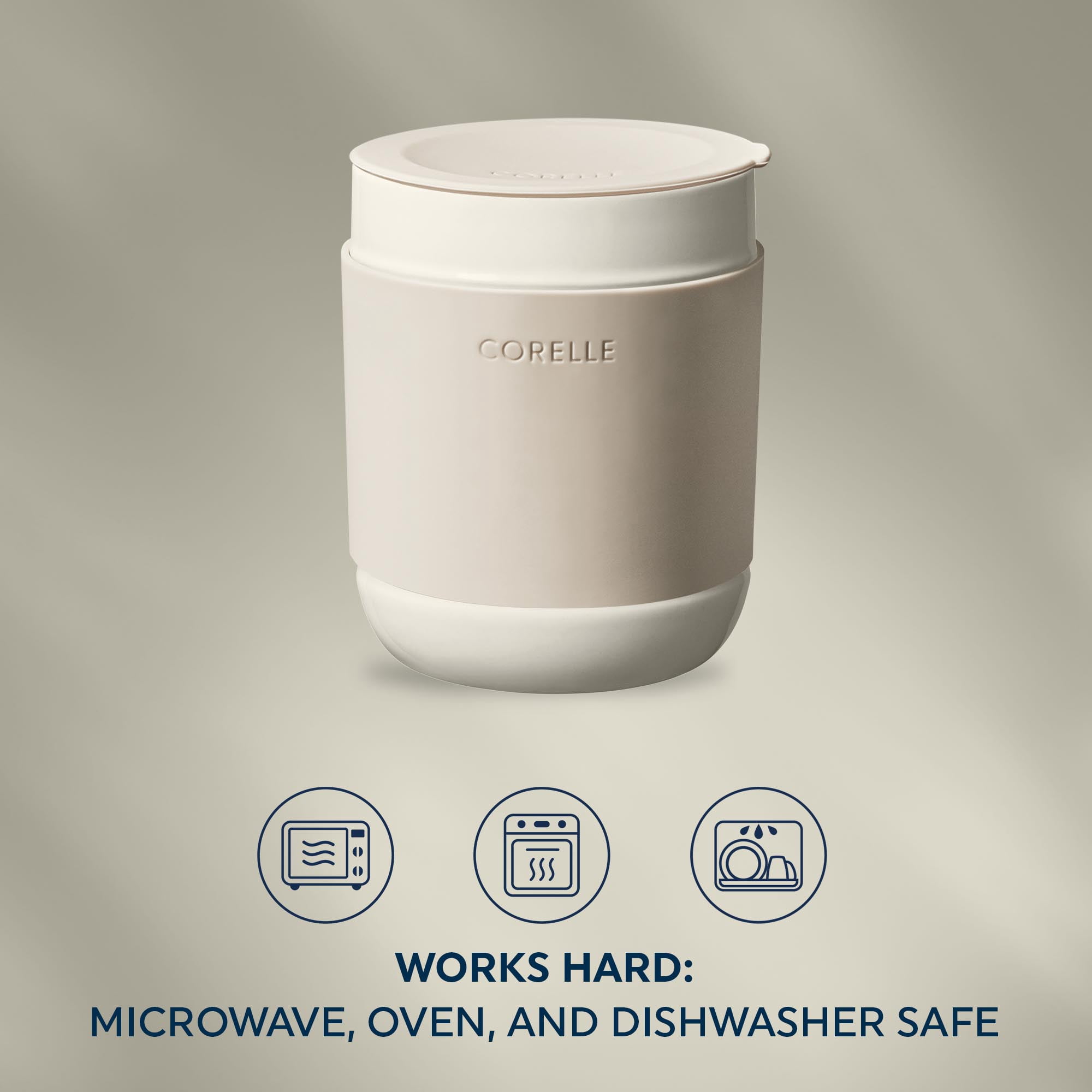 Corelle Stoneware 13.5 oz Travel Tumblers with Lids and Sleeves, Set of 2, Oatmeal