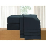 Elegant Comfort Hotel Luxury 4-Piece King Sheet Set, Breathable Cooling Microfiber Bedding, Deep Pocket, Black