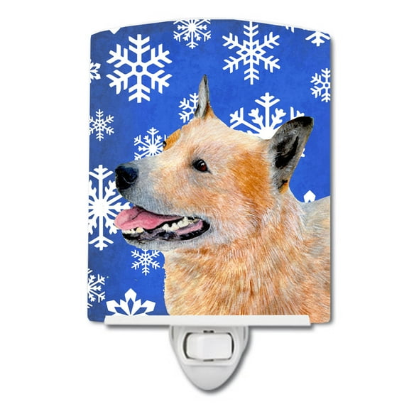 Caroline's Treasures LH9272CNL Australian Cattle Dog Winter Snowflakes Holiday Ceramic Night Light, 6x4x3", multicolor
