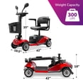 thumbnail image 4 of Ecolo Cycle ET4 Move 4 Wheel Mobility Scooter for Adults and Seniors - Health Canada Approved - Lightweight Foldable Electric Scooter with LED Lights, Rear Suspension & Detachable Basket - Red, 4 of 10